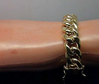 Pre-owned G&d Real Yellow 10k Gold 13mm Miami Cuban Bracelet Box Lock 9inch