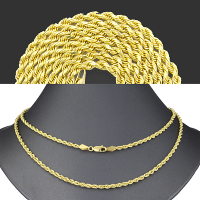 Pre-owned G&d Real 14k Solid Gold Rope Chain Necklace 22" Inches 3mm Men Yellow Gold Link