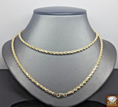Pre-owned G&d Real 14k Solid Gold Rope Chain Necklace 22" Inches 3mm Men Yellow Gold Link