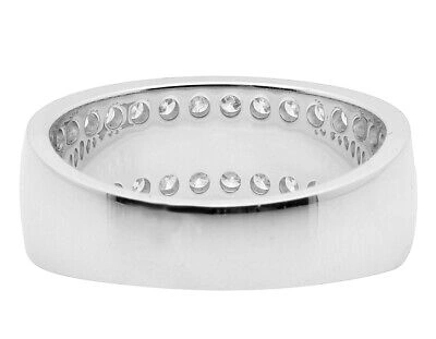 Pre-owned Jewelry Unlimited Mens 14k White Gold Real Vs Diamond Greek Engagement Wedding Band Ring 1.0ct 8mm