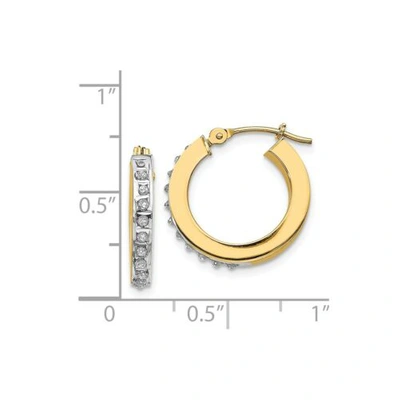 Pre-owned Pricerock 14k Yellow Gold Round Diamond Tiny 16mm Circle Hinged Hoop Earrings 0.01 Ct.