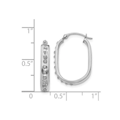 Pre-owned Goldia 14k White Gold Round Diamond Small 21mm Squared Hinged Hoop Earrings 0.01 Ct.