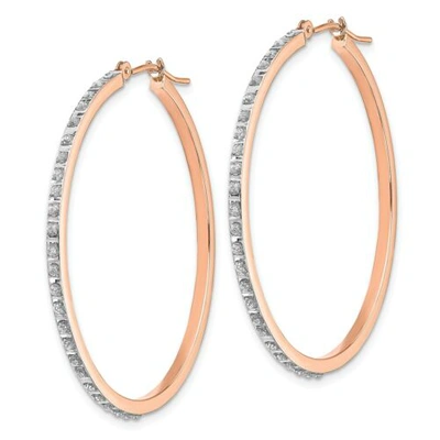 Pre-owned Accessories & Jewelry 14k Rose Gold Round Diamond Medium 39mm Circle Hinged Hoop Earrings 0.01 Ct. In White