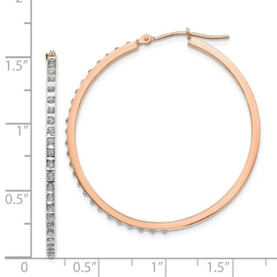 Pre-owned Accessories & Jewelry 14k Rose Gold Round Diamond Medium 39mm Circle Hinged Hoop Earrings 0.01 Ct. In White