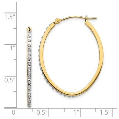 Pre-owned Goldia 14k Yellow Gold Diamond 31mm Large Hollow Oval Hinged Hoop Earrings 0.01 Ct.