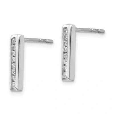 Pre-owned Goldia .925 Sterling Silver Channel Set 016 Ct. Diamond Bar Earrings White Ice