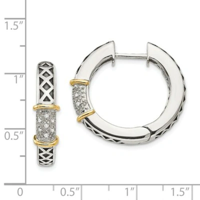 Pre-owned Goldia Sterling Silver W/ 14k Accent Diamond Small Hinged Hoop Earrings Shey Couture In White