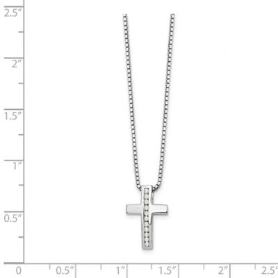 Pre-owned Accessories & Jewelry .925 Sterling Silver 0.11 Ct. Diamond Cross Slide Pendant Necklace White Ice