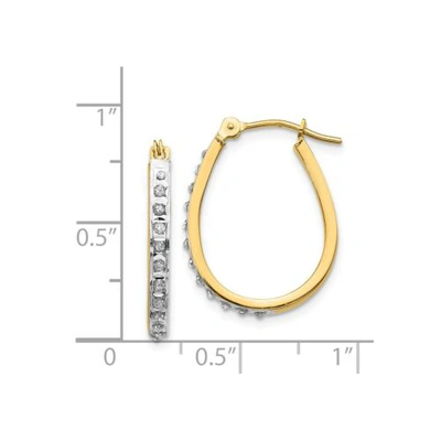 Pre-owned Goldia 14k Yellow Gold Round Diamond Small 18mm Hinged Oval Hoop Earrings 0.01 Ct. In White