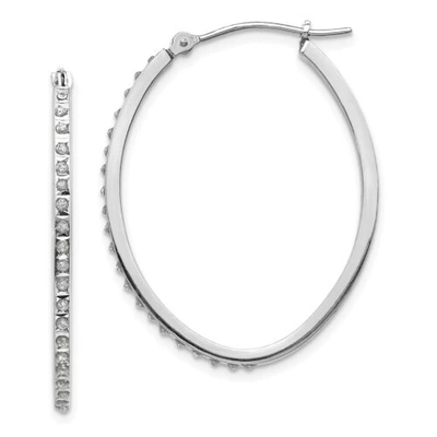Pre-owned Goldia 14k White Gold Round Diamond 31mm Large Oval Hinged Hoop Earrings 0.01 Ct.