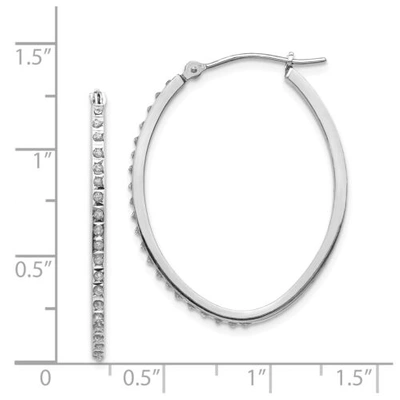 Pre-owned Goldia 14k White Gold Round Diamond 31mm Large Oval Hinged Hoop Earrings 0.01 Ct.