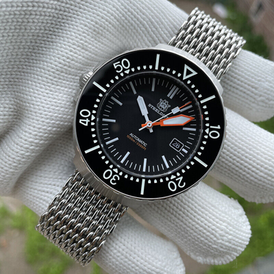 Pre-owned Steeldive Men Automatic Watch Diver 100atm Mechanical Wristwatch Luminous Nh35