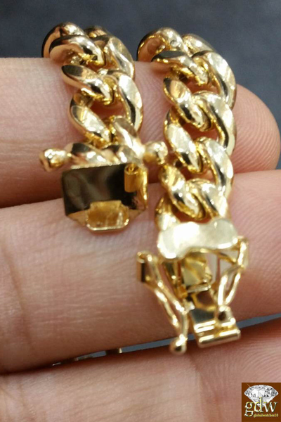 Pre-owned Globalwatches10 Real 14k Gold Bracelet 7mm 7.5 To 9 Inch Men Women Box Lock Miami Cuban In Yellow