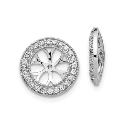 Pre-owned Accessories & Jewelry 14k White Gold Black Or White Diamond Halo Stud 12mm Earring Jacket 0.37 Ct.