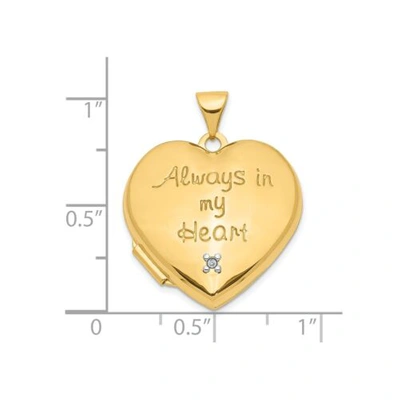 Pre-owned Accessories & Jewelry 10k Yellow Gold 0.005 Ct Diamond Always In My Heart Inscribed Locket - 2 Photos In White