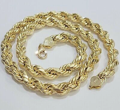 Pre-owned Gold Diamond 10k Yellow Gold Thick Rope Chain 8mm 18" Inch Short , Real 10kt Necklace Men's