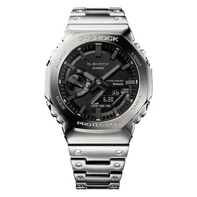Pre-owned Casio G-shock Gm-b2100d-1ajf Black Full Metal Silver Solar Watch Men In Box