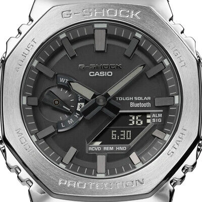 Pre-owned Casio G-shock Gm-b2100d-1ajf Black Full Metal Silver Solar Watch Men In Box