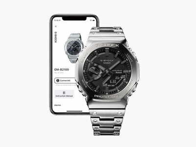 Pre-owned Casio G-shock Gm-b2100d-1ajf Black Full Metal Silver Solar Watch Men In Box
