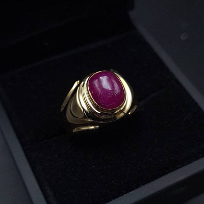 Pre-owned Handmade Unheated Untreated Ruby Ring Mens Ring Wedding Gold Rings 18k Yellow Gold Ring In Red