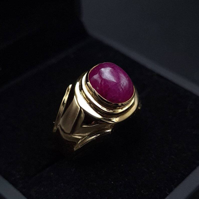 Pre-owned Handmade Unheated Untreated Ruby Ring Mens Ring Wedding Gold Rings 18k Yellow Gold Ring In Red