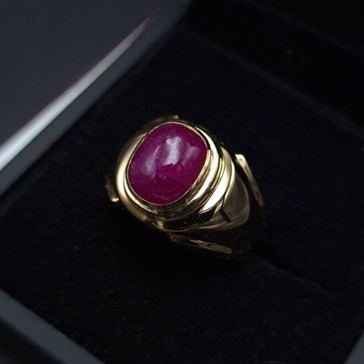 Pre-owned Handmade Unheated Untreated Ruby Ring Mens Ring Wedding Gold Rings 18k Yellow Gold Ring In Red