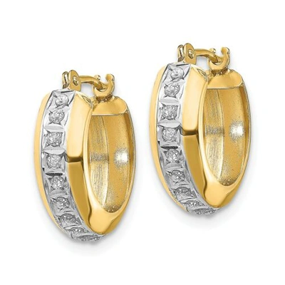 Pre-owned Goldia 14k Yellow Gold Round Diamond Mini 16mm Dome Hoop Huggie Earrings 0.01 Ct.