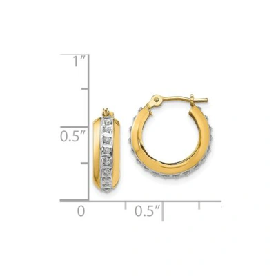 Pre-owned Goldia 14k Yellow Gold Round Diamond Mini 16mm Dome Hoop Huggie Earrings 0.01 Ct.