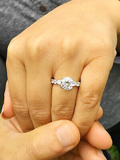 Pre-owned Knr Gia Certified 14k Solid White Gold Round Cut Diamond Engagement Ring 4.00ctw