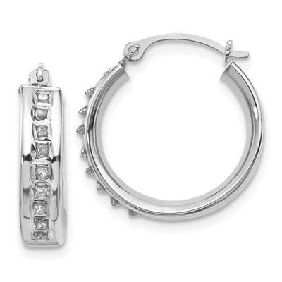 Pre-owned Goldia 14k White Gold Round Diamond Small 17mm Circle Hinged Hoop Earrings 0.01 Ct.