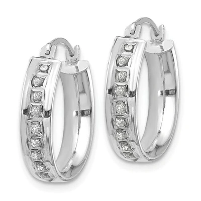Pre-owned Goldia 14k White Gold Round Diamond Small 17mm Circle Hinged Hoop Earrings 0.01 Ct.
