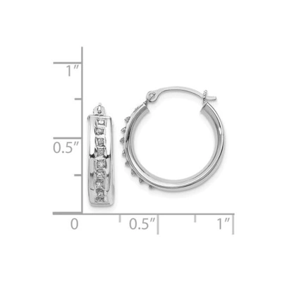 Pre-owned Goldia 14k White Gold Round Diamond Small 17mm Circle Hinged Hoop Earrings 0.01 Ct.