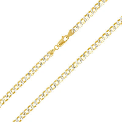 Pre-owned Nuragold 10k Yellow Gold 4.5mm Mens Diamond Cut White Pave Cuban Curb Chain Necklace 28"