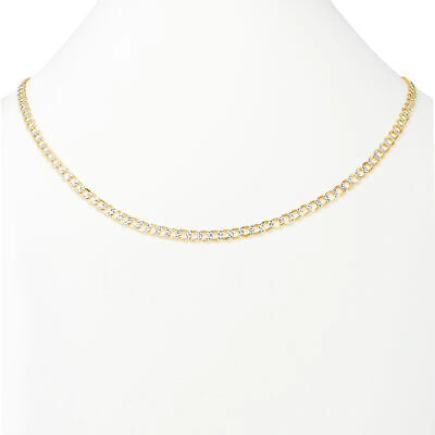 Pre-owned Nuragold 10k Yellow Gold 4.5mm Mens Diamond Cut White Pave Cuban Curb Chain Necklace 28"