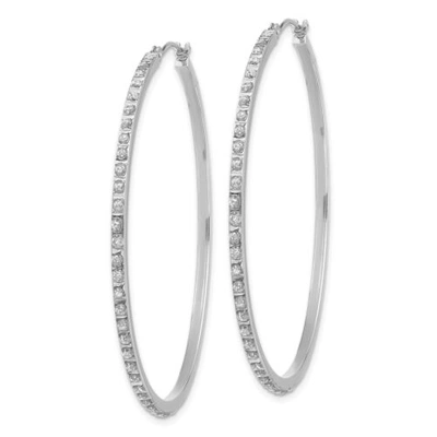 Pre-owned Goldia 14k White Gold Round Diamond Extra Large 49mm Circle Hinge Hoop Earrings 0.01 Ct