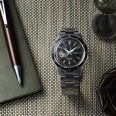 Pre-owned Seiko Presage Style 60's Sary191 Men's Watch Automatic Open Heart Black 2021