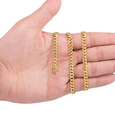Pre-owned Nuragold 10k Yellow Gold Mens 5mm Miami Cuban Link Chain Italian Necklace Box Clasp 28"