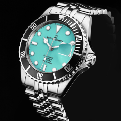 Pre-owned Revue Thommen Men's Diver Green Dial Stainless Steel Automatic Watch 17571.2231