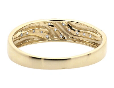 Pre-owned Jewelry Unlimited Men's Solid 10k Yellow Gold Diagonal Diamonds Z Style Wedding Ring Band 0.12ct.