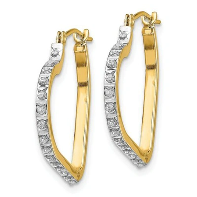 Pre-owned Goldia 14k Yellow Gold Round Diamond Small 16mm Hinged Heart Hoop Earrings 0.01 Ct.