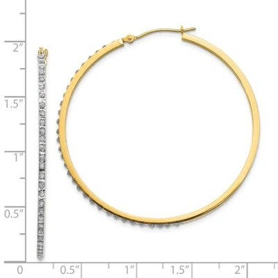 Pre-owned Goldia 14k Yellow Gold Diamond Extra Large 51mm Skinny Hinged Hoop Earrings 0.01 Ct.