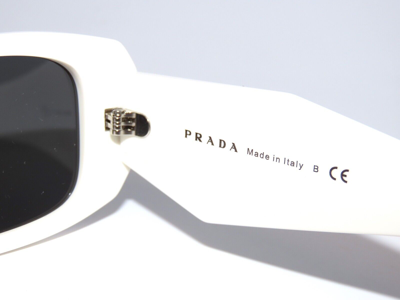 Pre-owned Prada Spr17ws 17 1425s0 Talc Dark Gray Sunglasses 17w