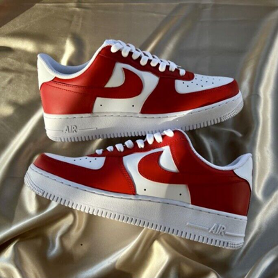 Nike Air Force 1 Custom Low Two Tone Chicago Red White Shoes Men Women Kids  