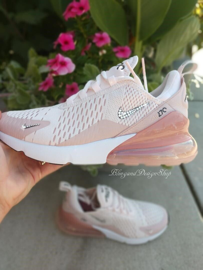 Pre-owned Nike Women's  Air Max 270 Sneakers Shoes Pink Made With Swarovski Crystals