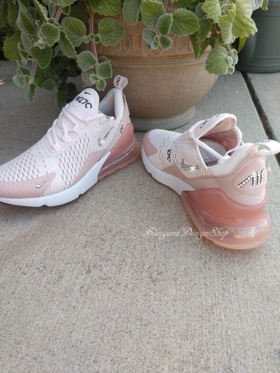 Pre-owned Nike Women's  Air Max 270 Sneakers Shoes Pink Made With Swarovski Crystals