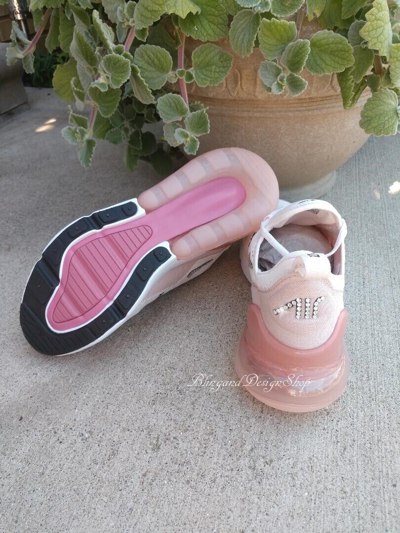 Pre-owned Nike Women's  Air Max 270 Sneakers Shoes Pink Made With Swarovski Crystals