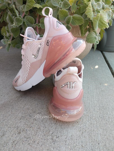 Pre-owned Nike Women's  Air Max 270 Sneakers Shoes Pink Made With Swarovski Crystals