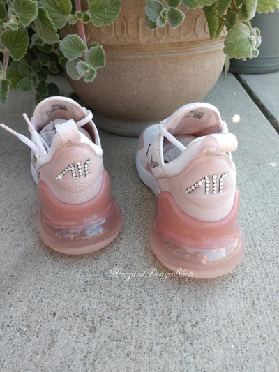 Pre-owned Nike Women's  Air Max 270 Sneakers Shoes Pink Made With Swarovski Crystals