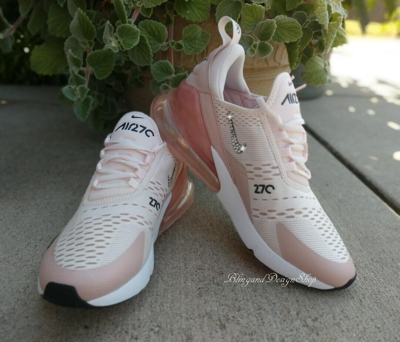 Pre-owned Nike Women's  Air Max 270 Sneakers Shoes Pink Made With Swarovski Crystals