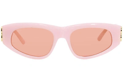 Pre-owned Balenciaga Bb0095s 003 Sunglasses Women's Pink/gold/red Lenses Oval Shape 53mm